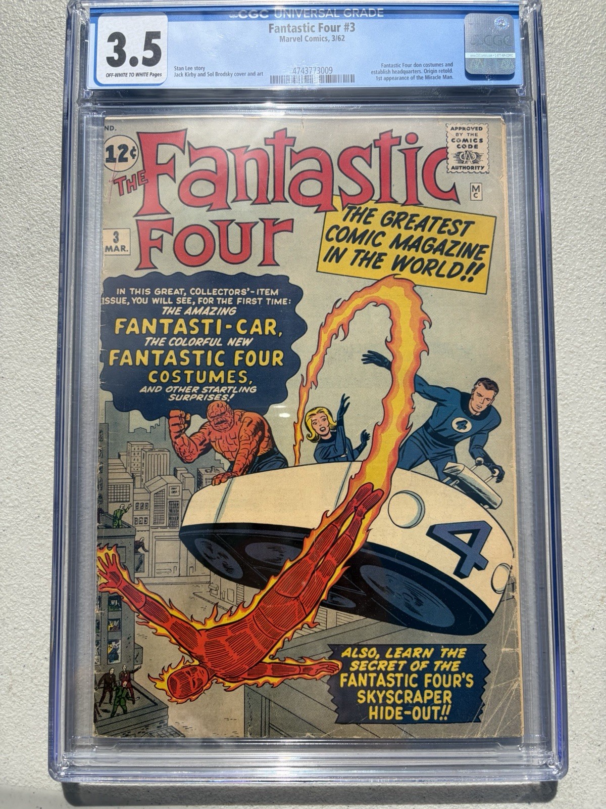 Fantastic Four 3 1962 Marvel Comics CGC VG- 3.5 3rd App Fantastic Four