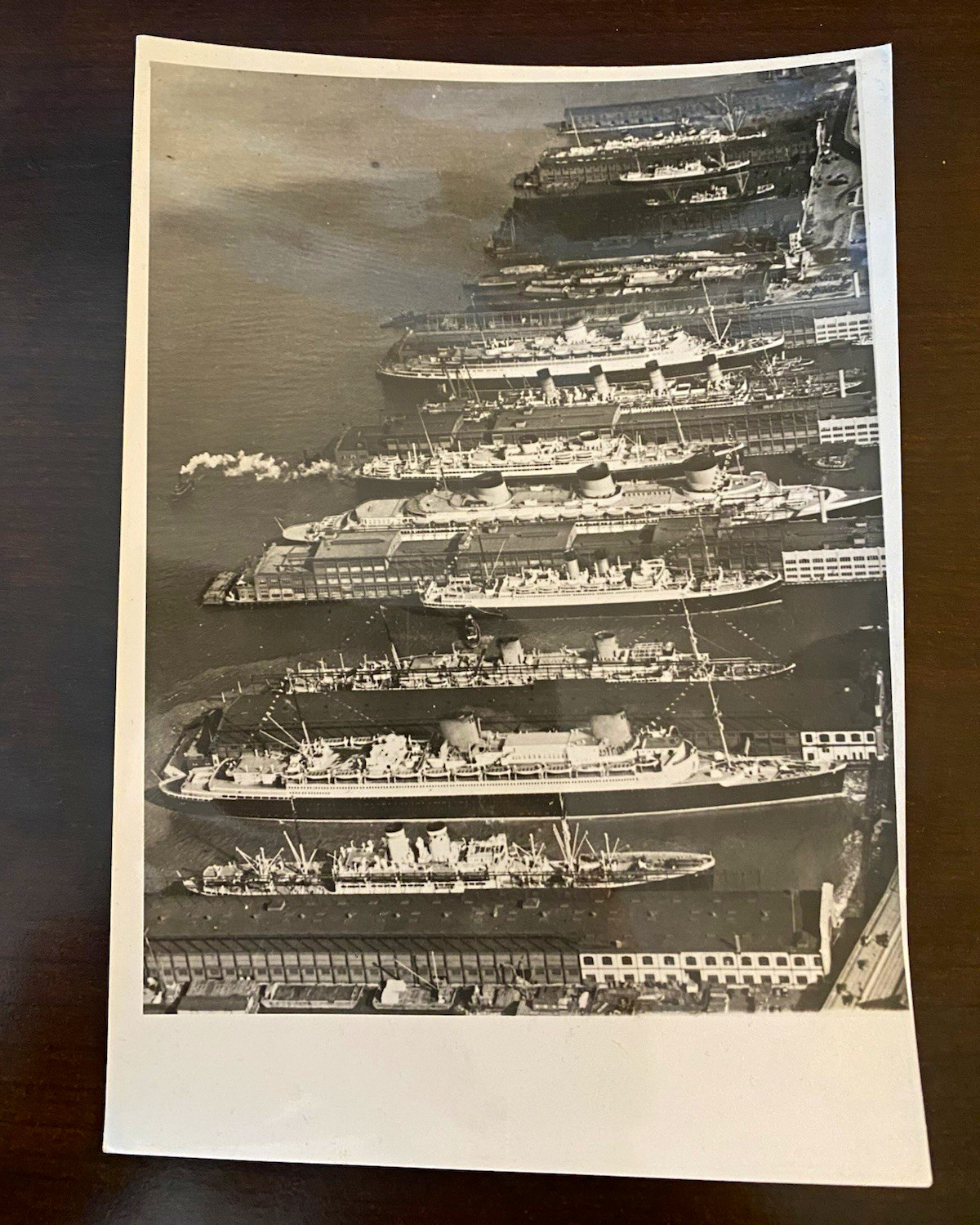 1939 Press Photograph B&W Ocean Liners at Docks, New York