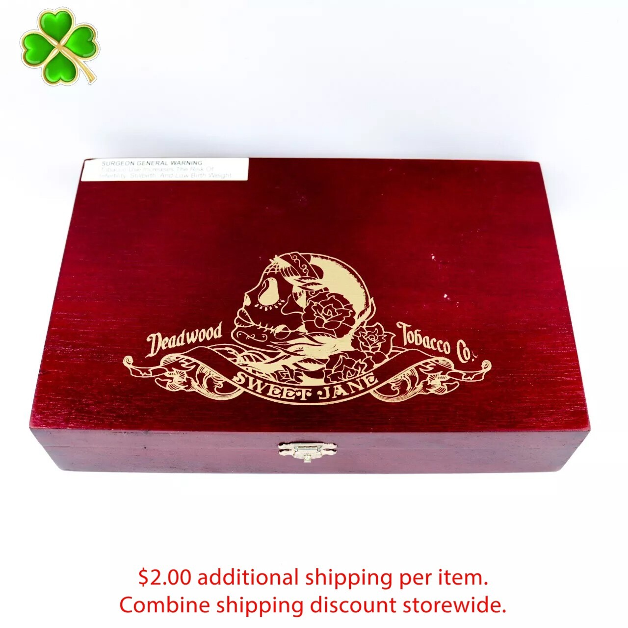 Deadwood Tobacco Co. Sweet Jane Empty Wood Cigar Box 9.75\
