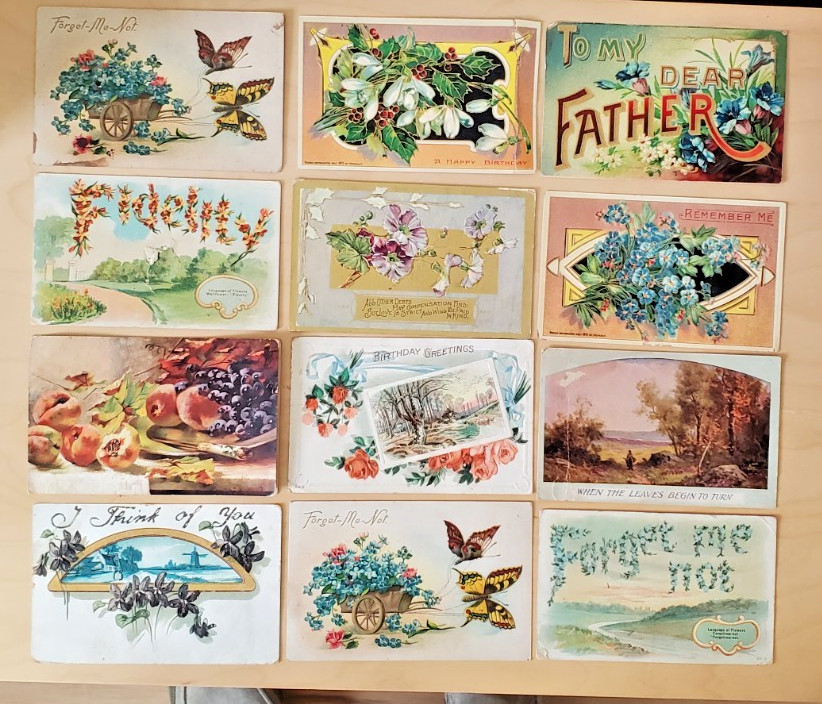 29 Antique Floral Postcards 1907-1910 - ROSS 10