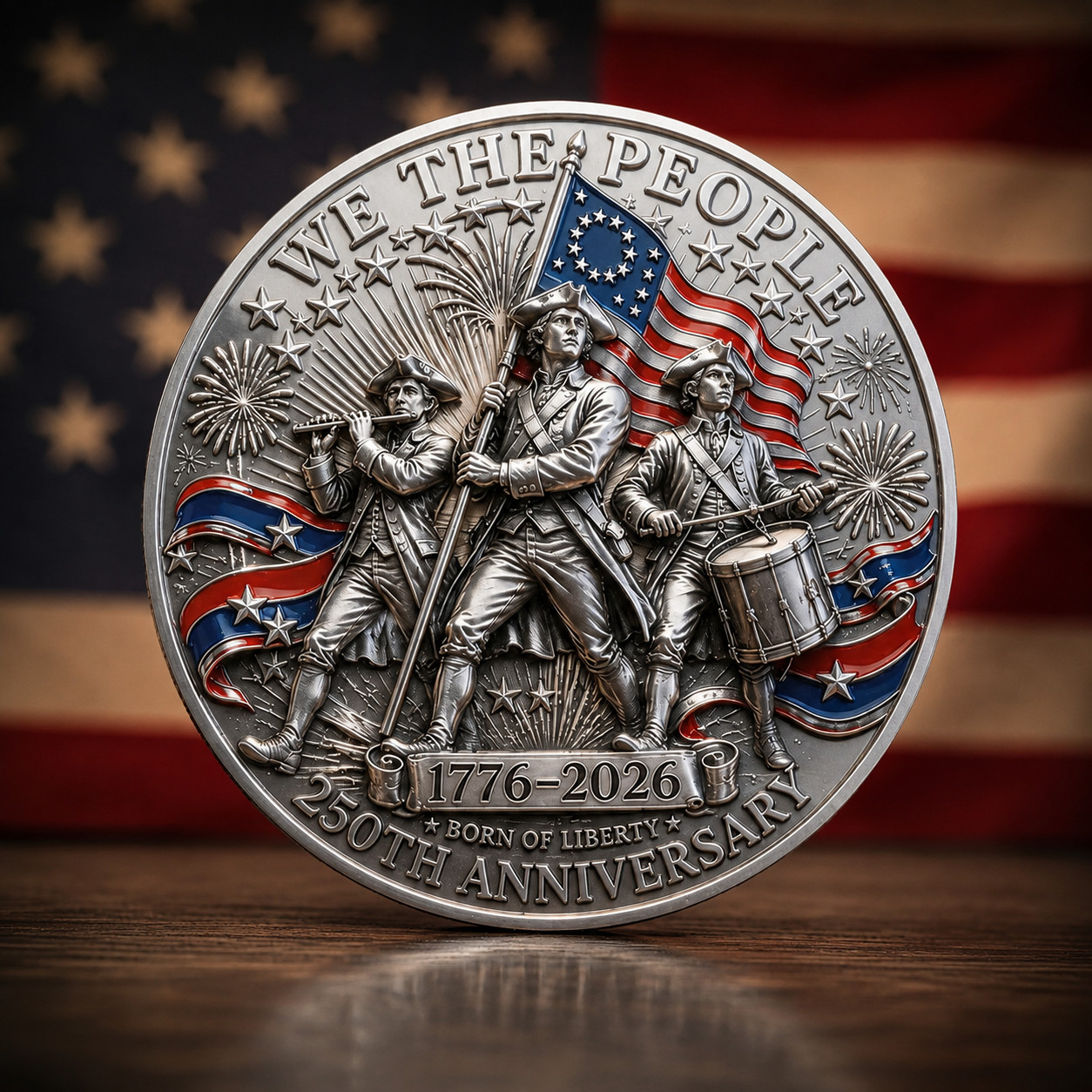 We The People 250th Anniversary Patriotic Eagle Challenge Coin 1776-2026