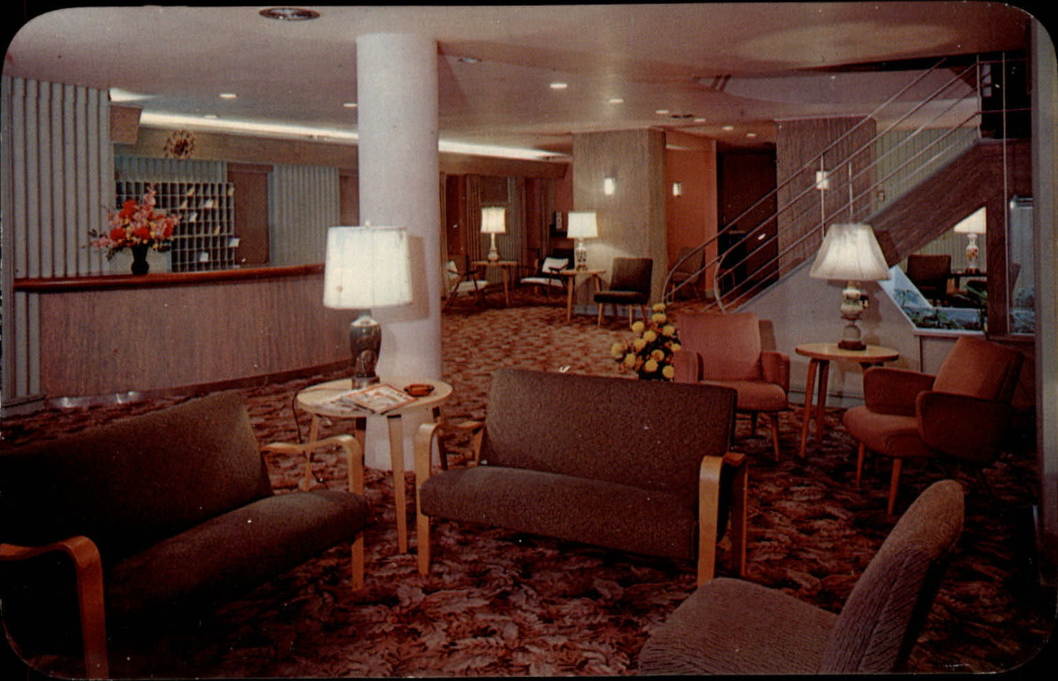 Hotel Sterling Atlantic City New Jersey lobby  unused 1950s-60s vintage postcard