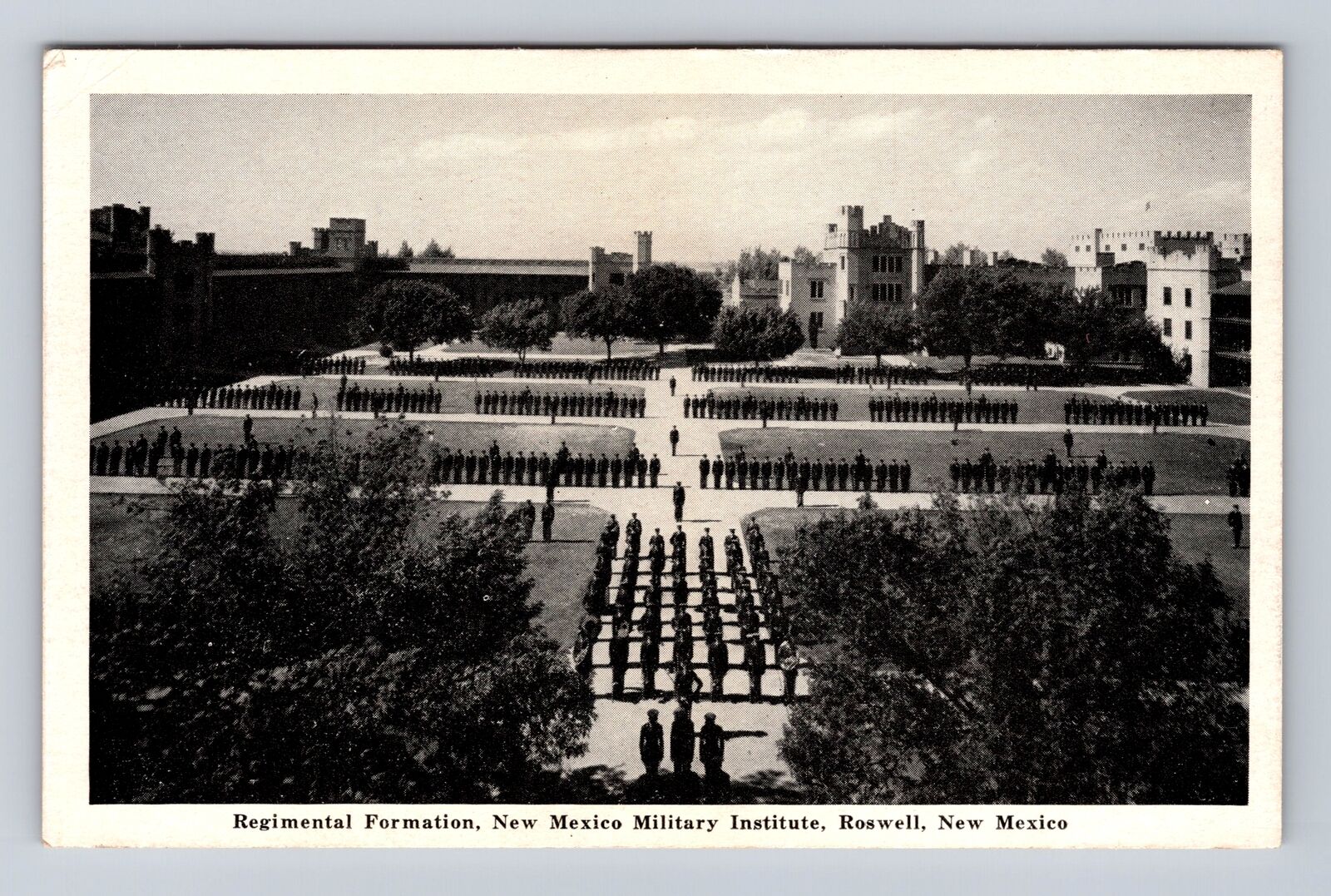 Roswell NM-New Mexico, Military Institute Regimental Formation, Vintage Postcard