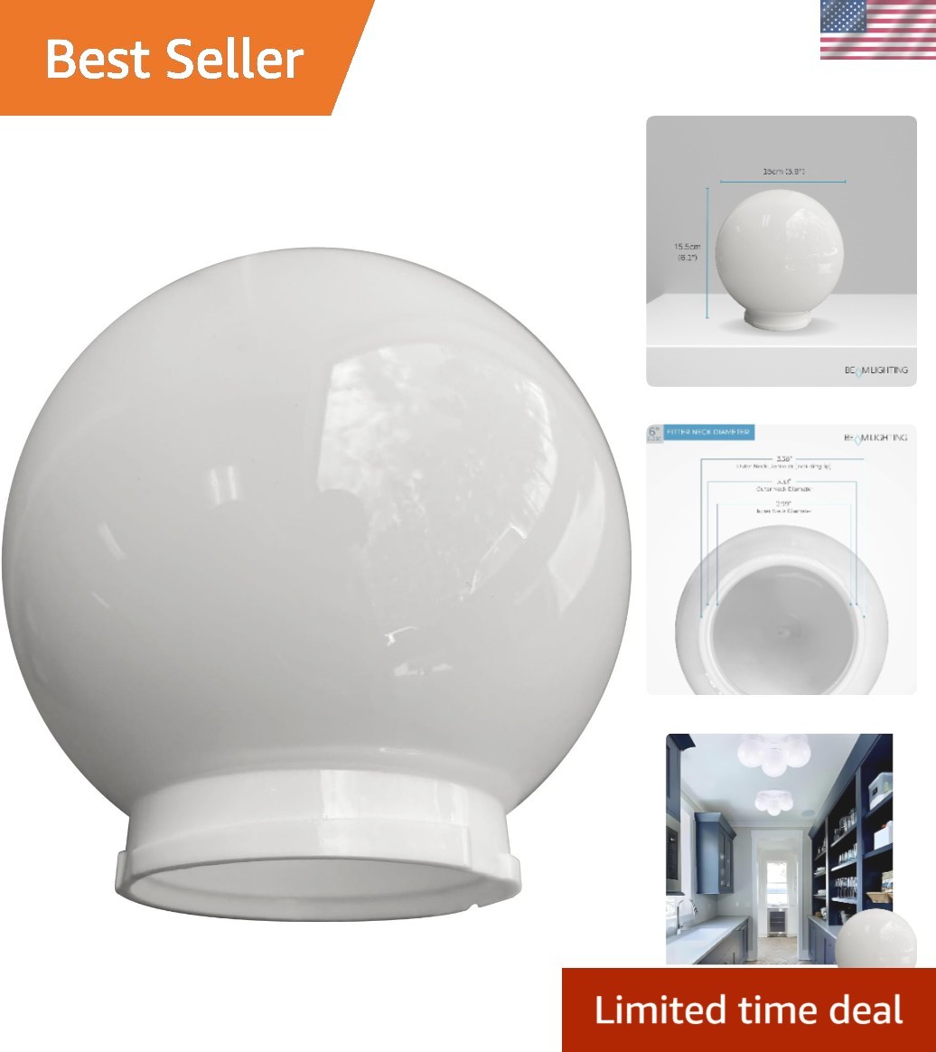 Elegant 6-Inch White Acrylic Replacement Globe for Indoor and Outdoor Lighting