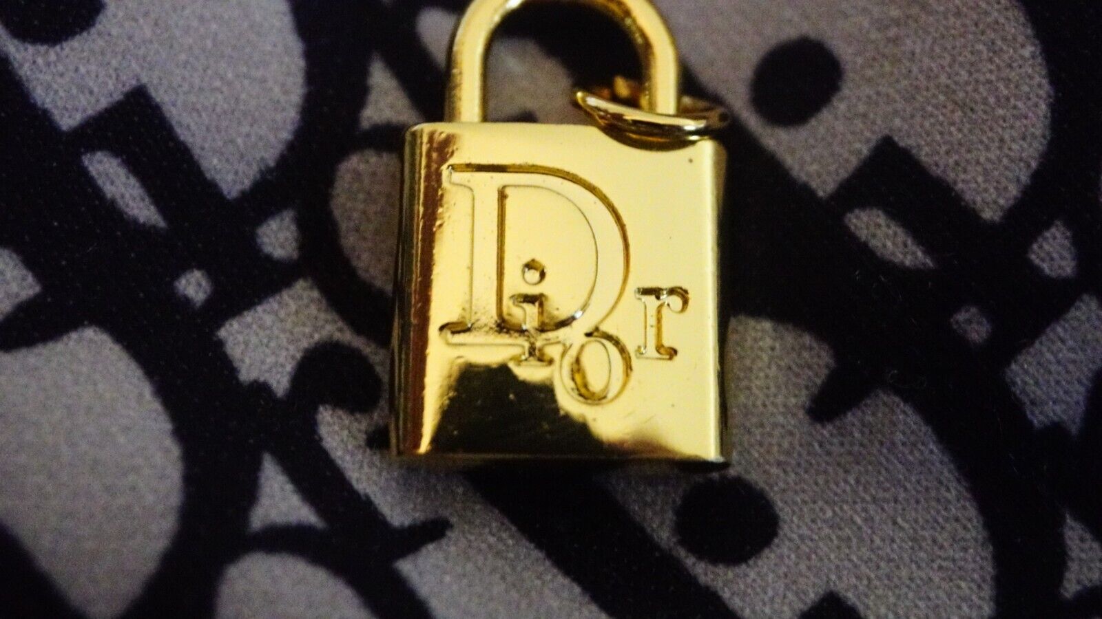 100% DIOR Zipper Pull gold look  pendant silver 22 mm Double Sided 