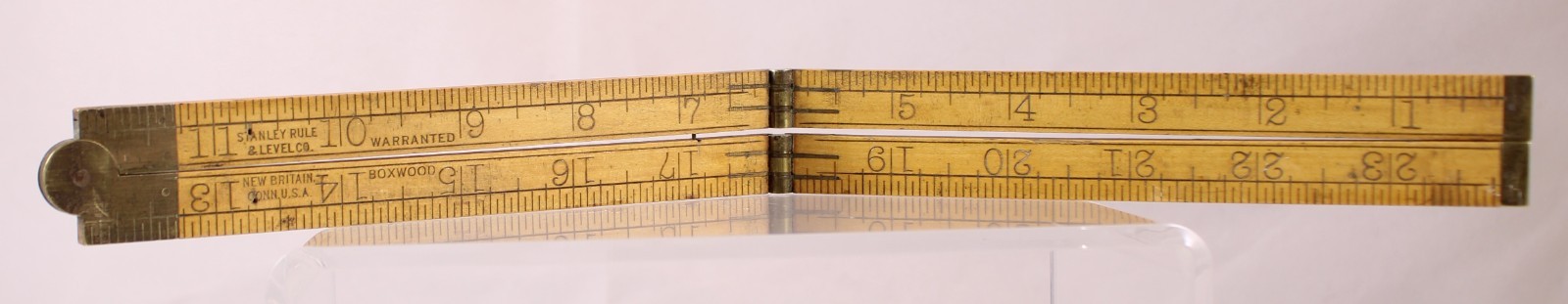 Vintage Stanley Rule & Level 24” Brass & Boxwood Folding Rule No. 61 USA
