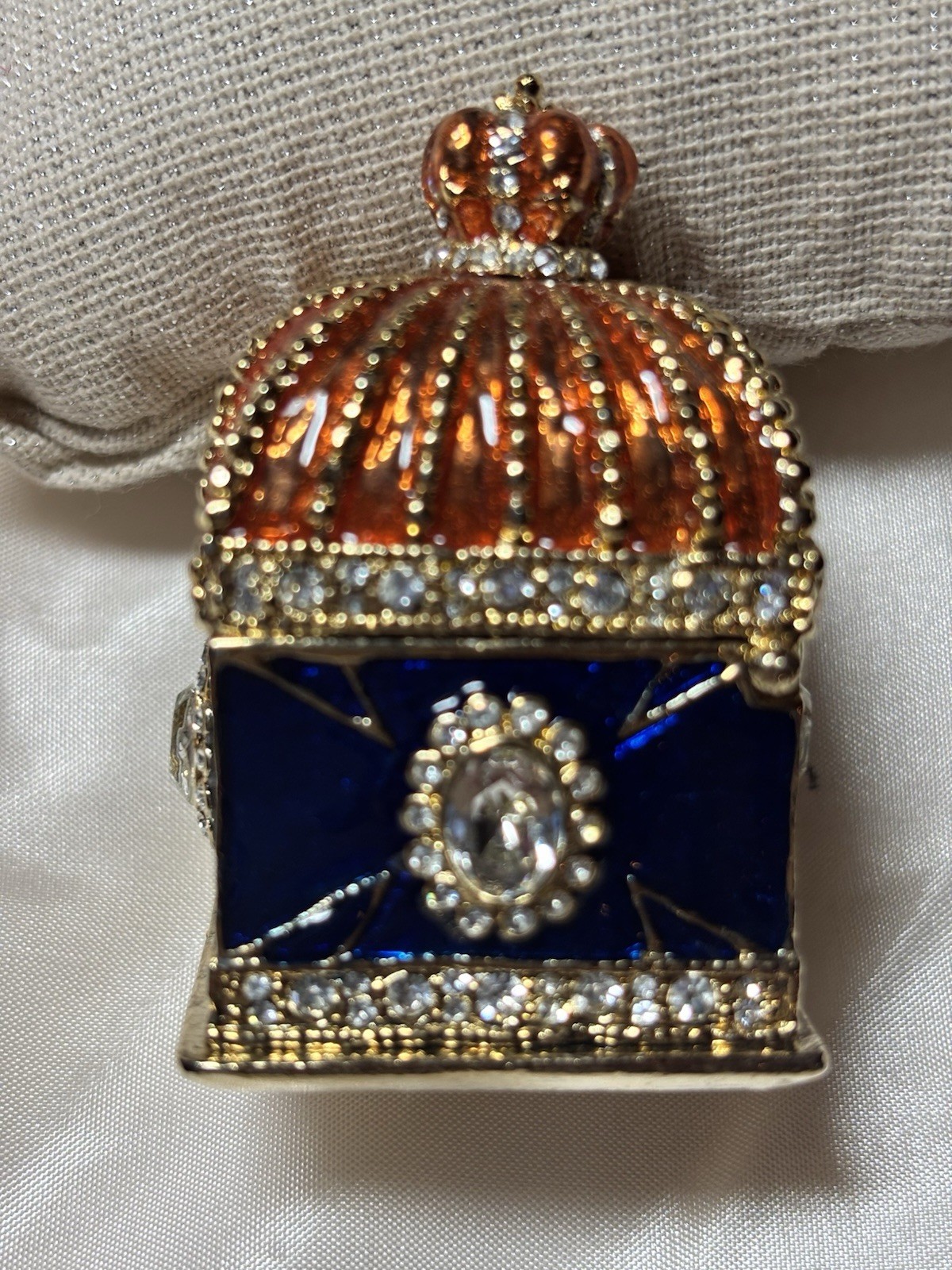 Trinket Box By Rucinni Enamel & Crystal Russian Style Crown W/Box Trinket Box By Rucinni Enamel & Crystal Russian Style Crown W/Box