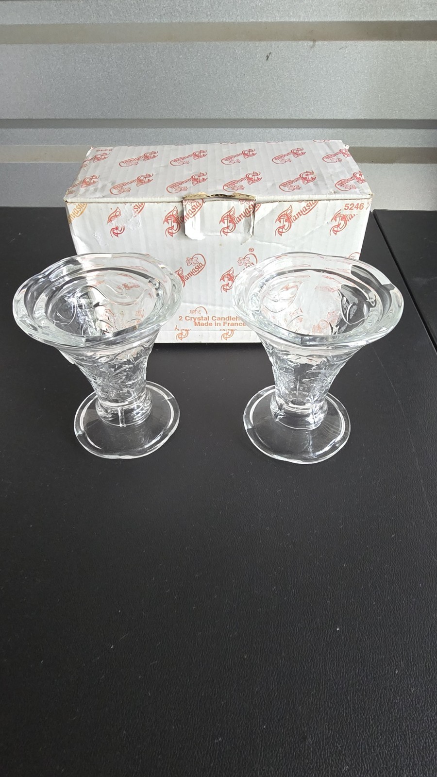 Princess House Crystal Clear 2 Fantasia 2 Way Candleholders NIB 5246