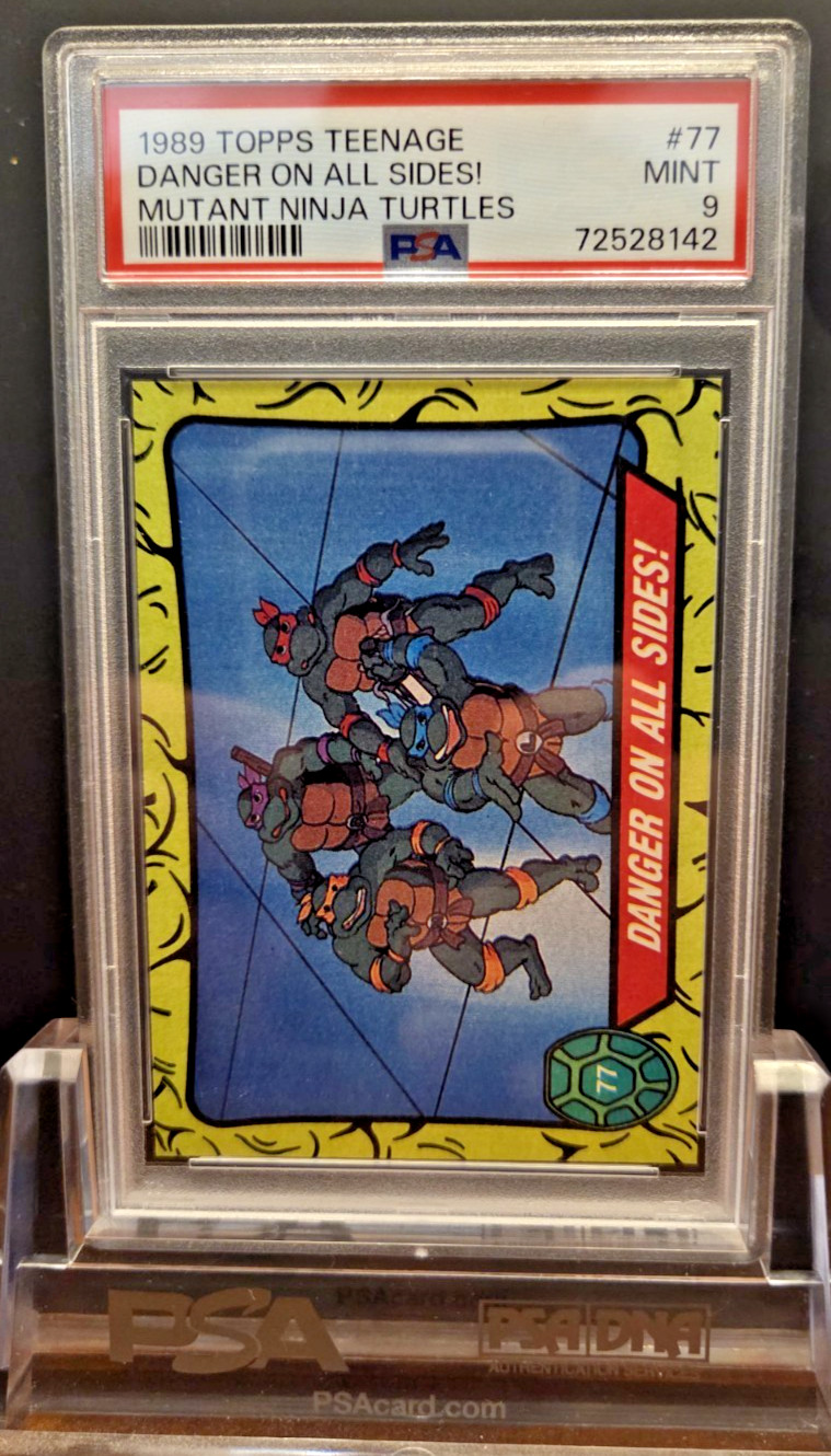 1989 Topps Teenage Mutant Ninja Turtles #77 Danger on All Sides PSA 9 MT POP 6
