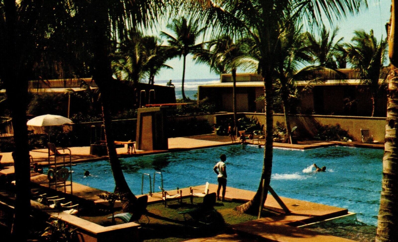 Puerto Rico Dorado Beach Hotel Swimming Pool Vtg PR Postcard View Sent 1965