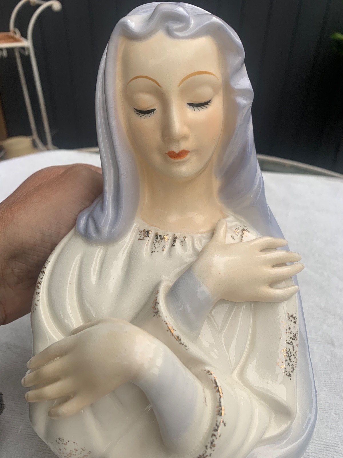 Vintage Shafford Japan Ceramic Porcelain Virgin Mary/Madonna Planter #4157