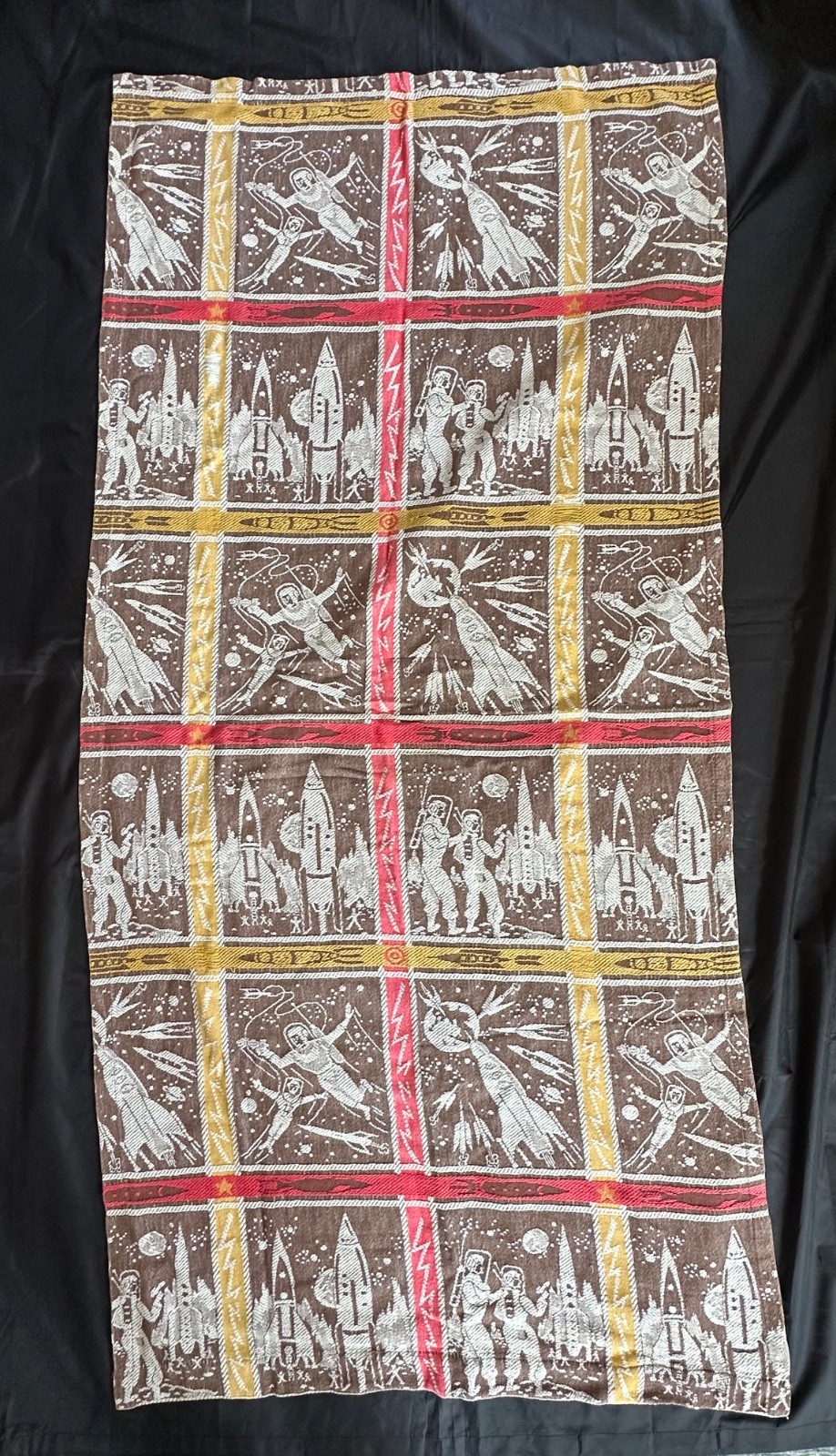 Vintage Cannon Curtain Panel Astronaut Outer Space Age Fabric