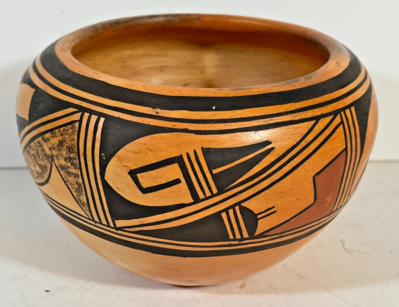 Vintage Hopi Pueblo Indian Polychrome Pottery Jar, Signed Anita Polacca c.1960s