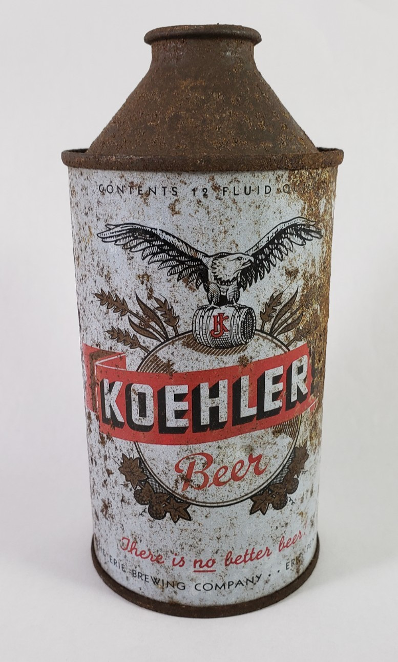 Vintage Koehler’s Beer Cone Top Can Erie Pa Rare Breweriana Collectible Vintage Koehler’s Beer Cone Top Can Erie Pa Rare Breweriana Collectible