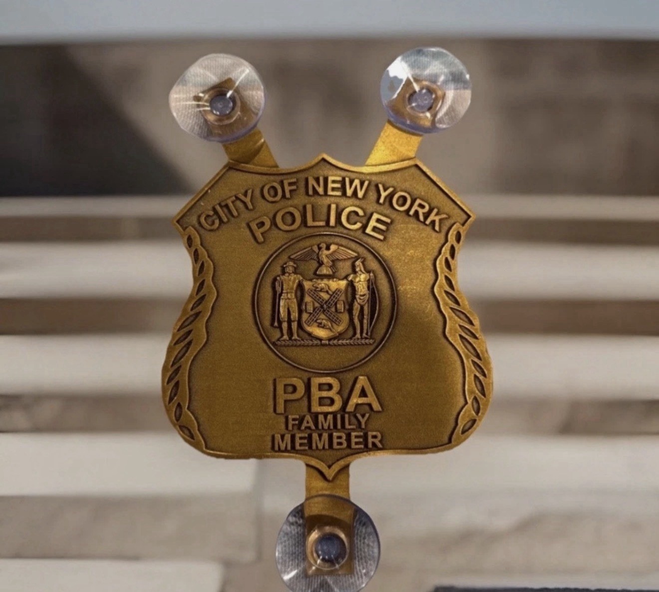 NYPD RARE Gold Windshield Metal Medallion Family Members