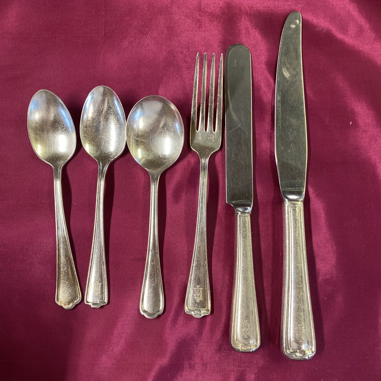 RI Rock Island Railroad Dining Car Silver Spoon Fork Knife Plated Soup Vintage