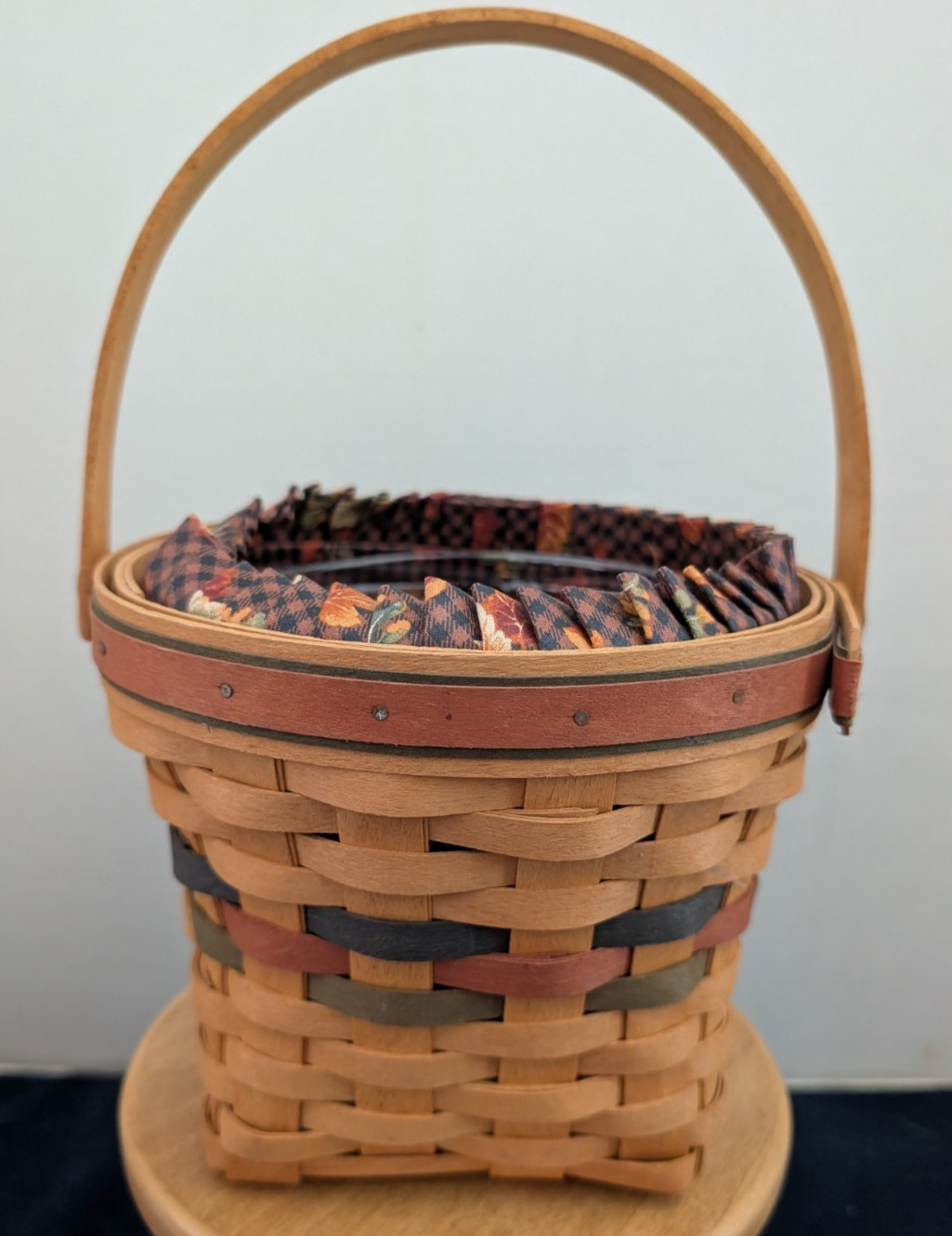 Longaberger 1996 Maple Leaf Shades Of Autumn basket, Liner and protector