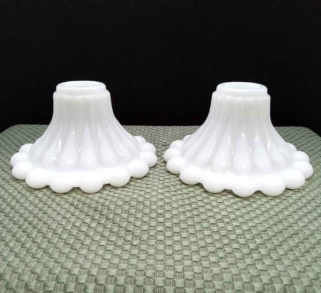 Pair Of Vtg Boopie Milk Glass Candlestick Candle Holders Circa 1960\'s