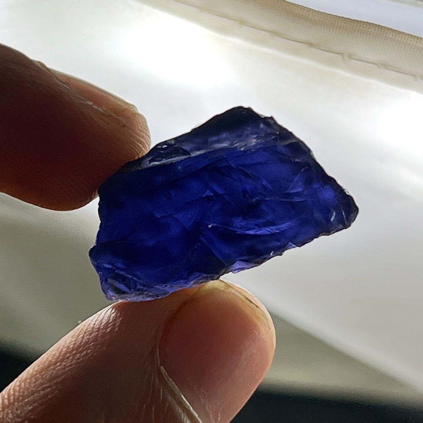 Natural Deep Blue Iolite Rough, 26.3 Ct, 24x13x10mm Blue Yellow Raw Iolite Gem