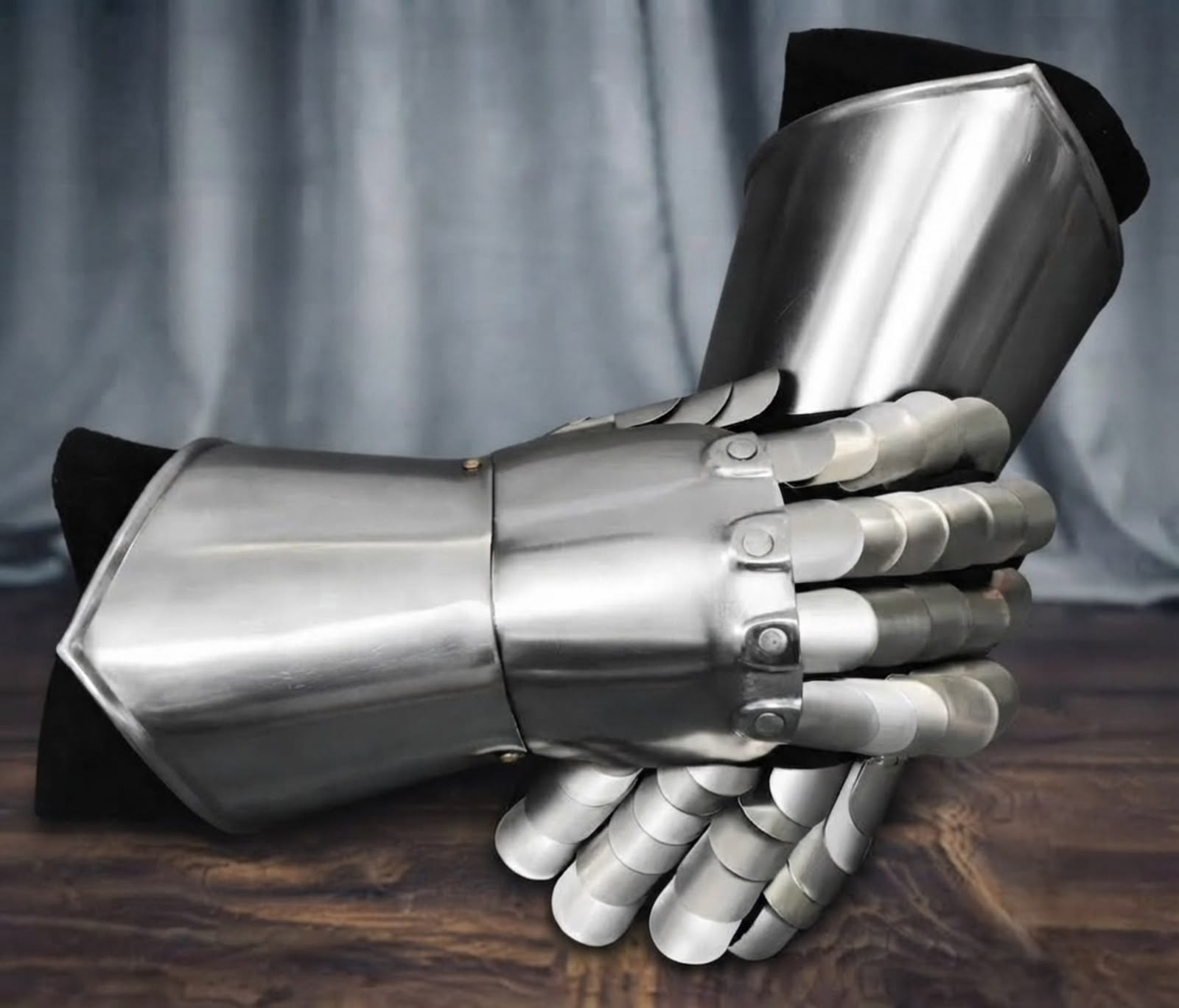 Medieval Silver Metal Gauntlets Knight Armor Gloves Articulated Fingers Pair