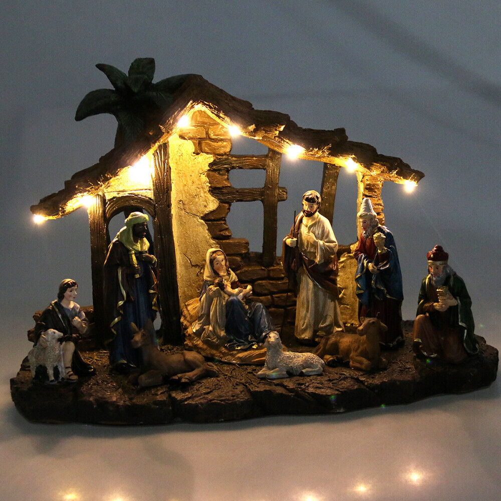 Christmas Nativity Set Scene Figures Polyresin Baby Jesus Decor Gifts