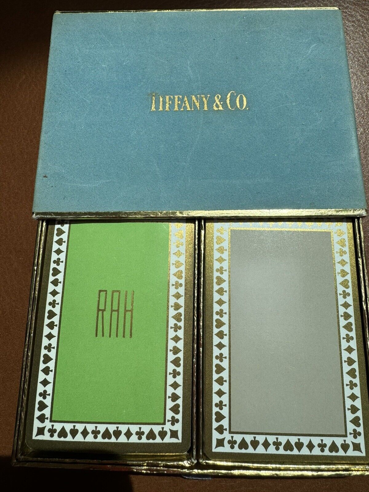 Vintage Tiffany & Co Playing Cards. Velvet Box. Double Deck Bridge. Monogrammed.