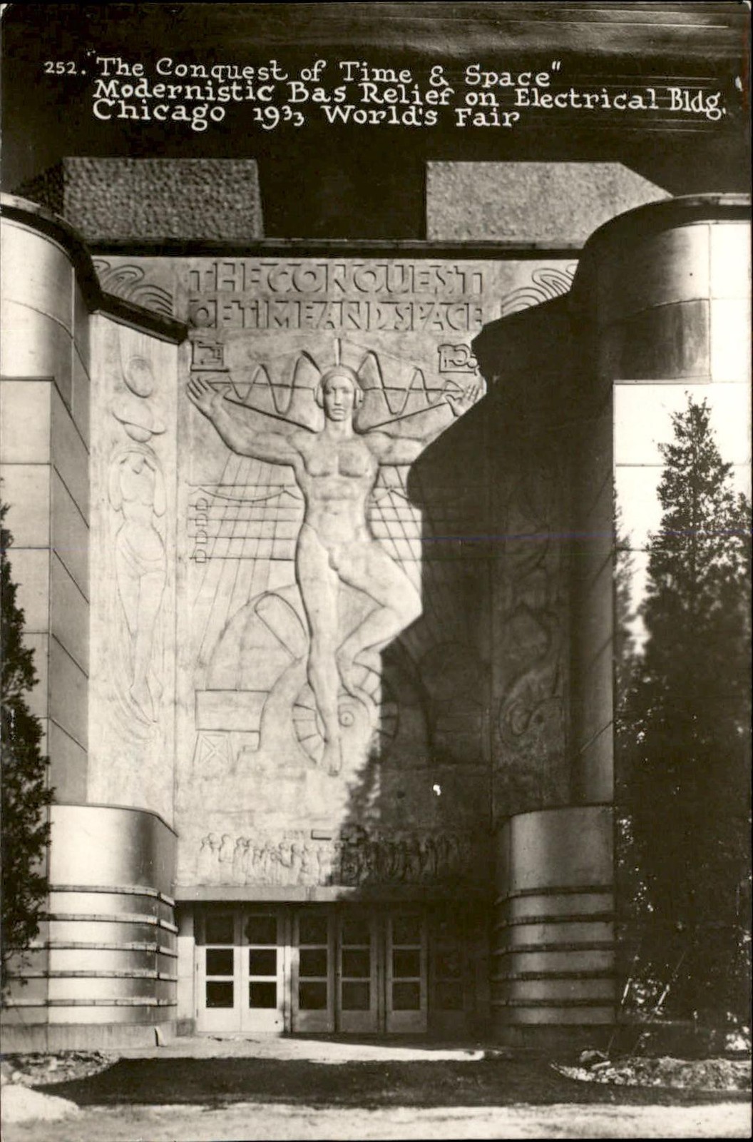 Chicago IL Modernist Bas Relief Worlds Fair c1933 Real Photo Vintage Postcard