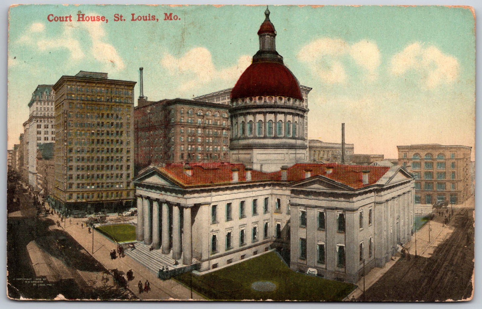 Vintage Postcard Court House, St. Louis, MO 1918 Postmark