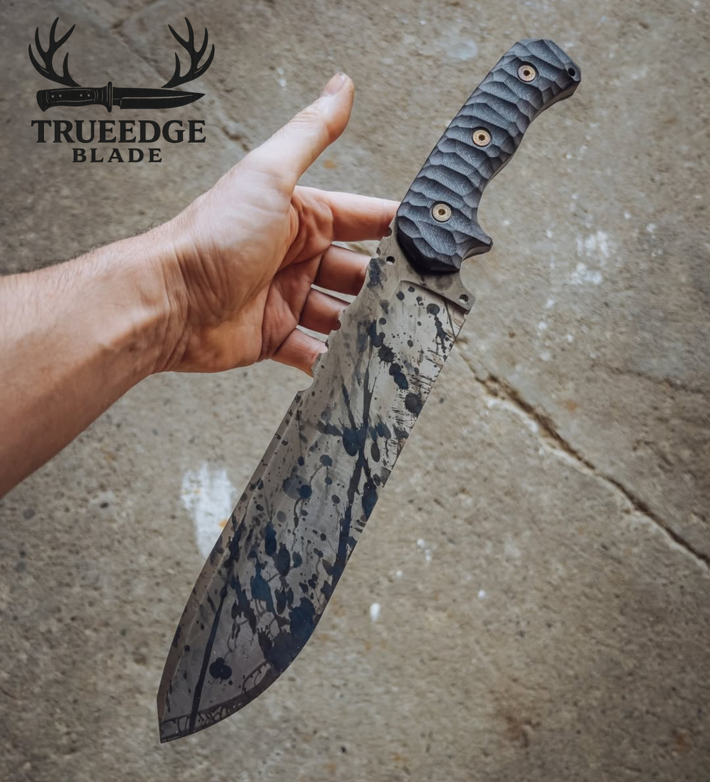 Custom Handmade Fixed Blade Outdoor Utility Tool Set Black Blood Finish Gift