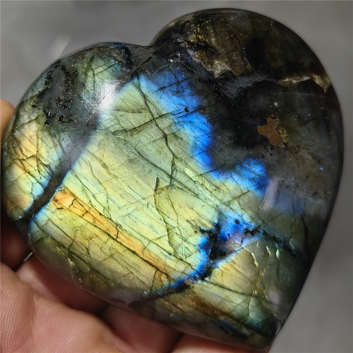 254g Raw NATURAL Rainbow Labradorite Stone QUARTZ CRYSTAL Heart Reiki Healing