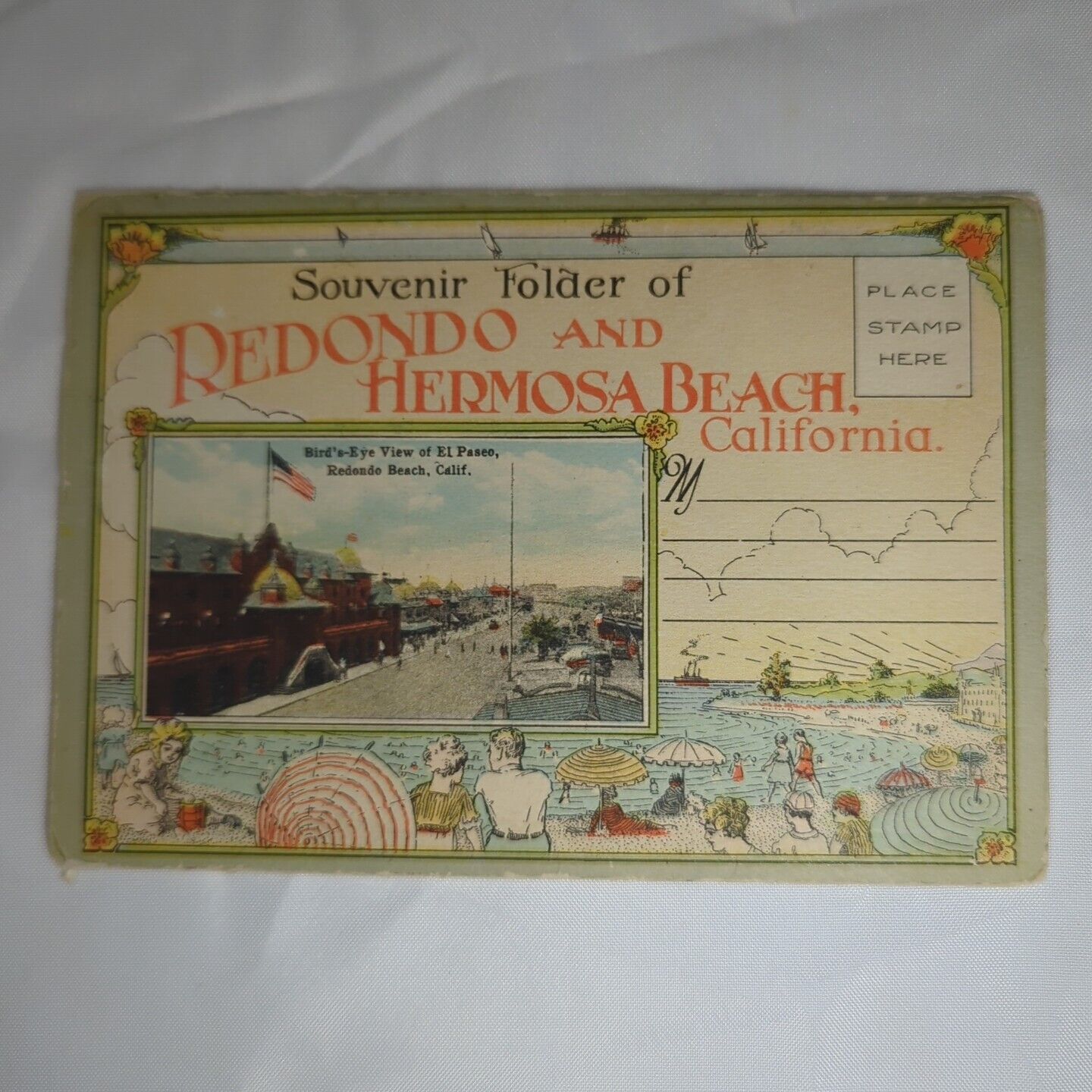 Redondo And Hermosa Beach California Vintage Souvenir Postcard Folder