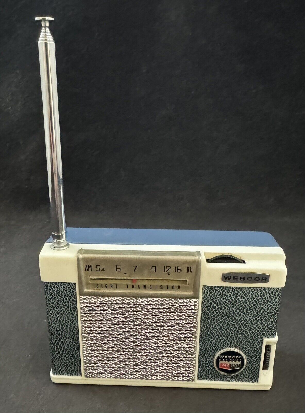 Vintage Webcor Transistor 8 Radio w/ Cover Case