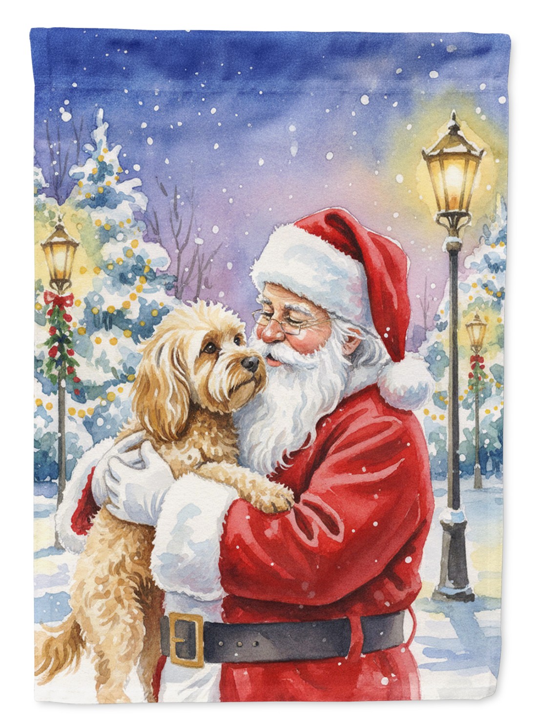 Caroline's Treasures Cockapoo with Santa Claus Garden Flag FNT1025GF Caroline's Treasures Cockapoo with Santa Claus Garden Flag FNT1025GF