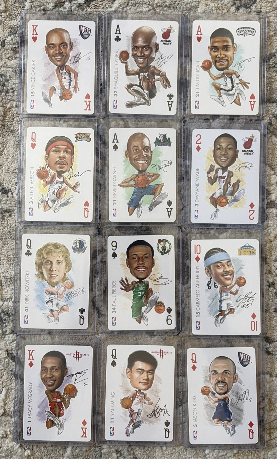 (12) 2004-05 ALL PRO NBA Playing Card LOT Iverson Shaq Garnett Wade Duncan Vince