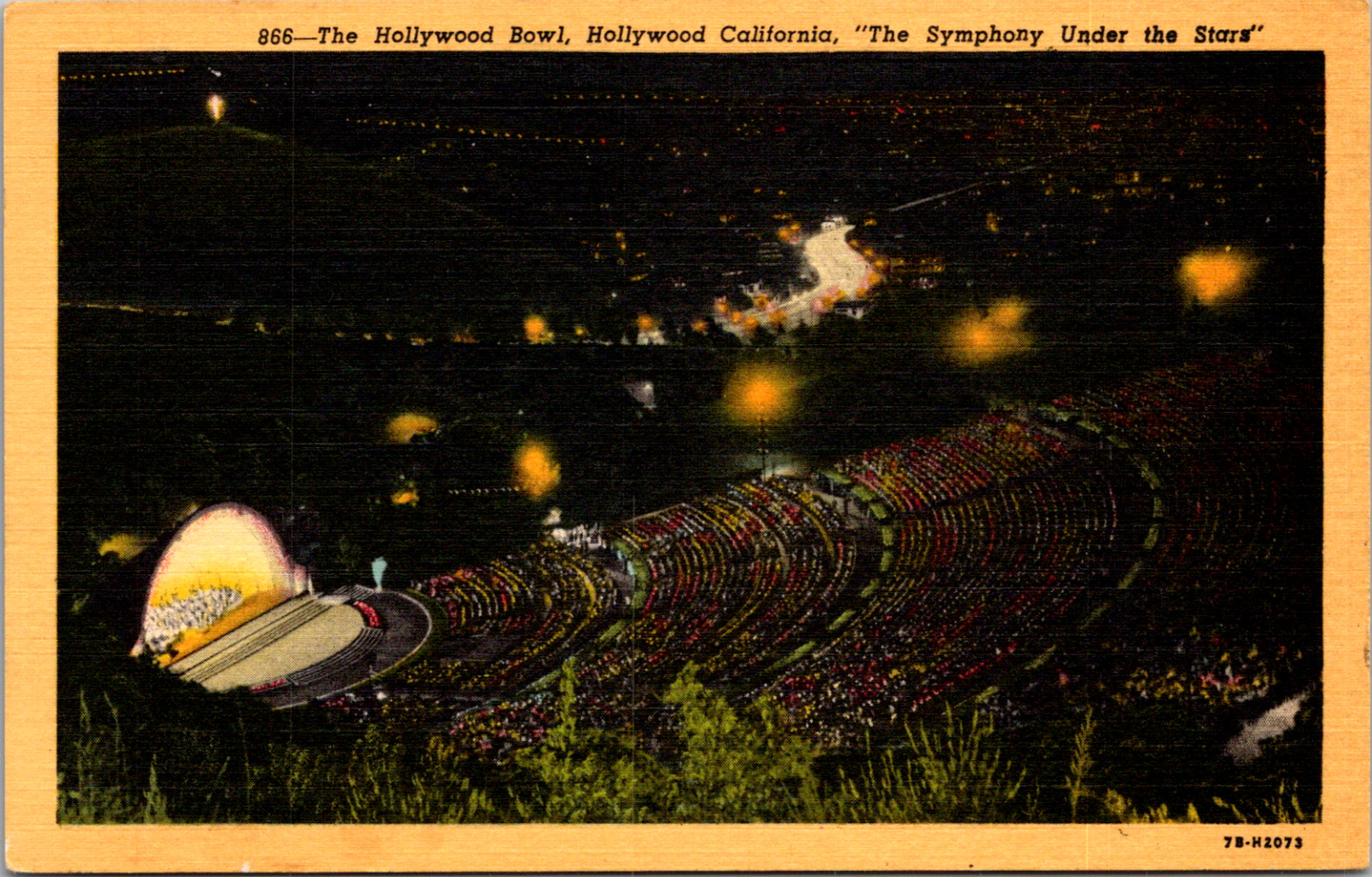 Hollywood California CA Symphony Under The Stars Bowl Vintage C. 1940's Postcard