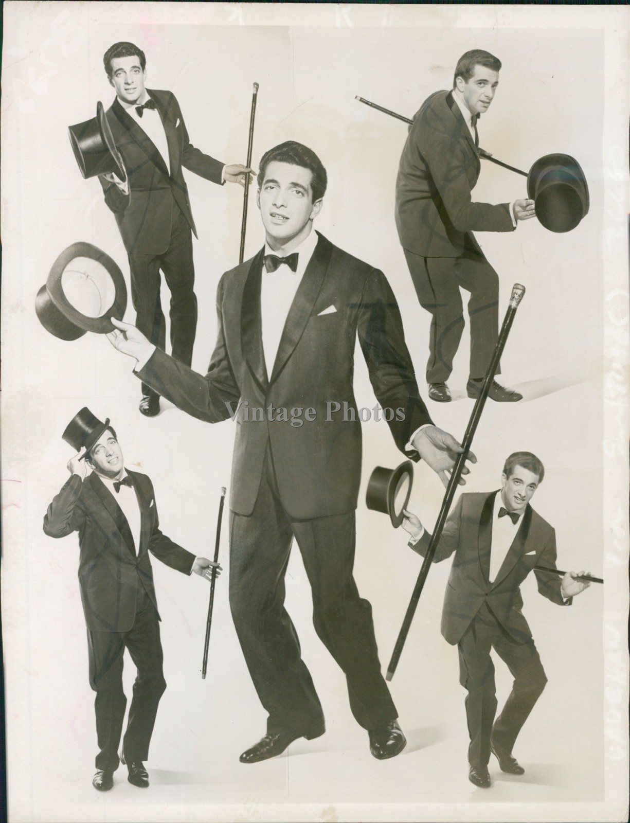 1959 Frankie Vaughan British Variety Artist Top Hat Tv Vintage Press Photo 7x9
