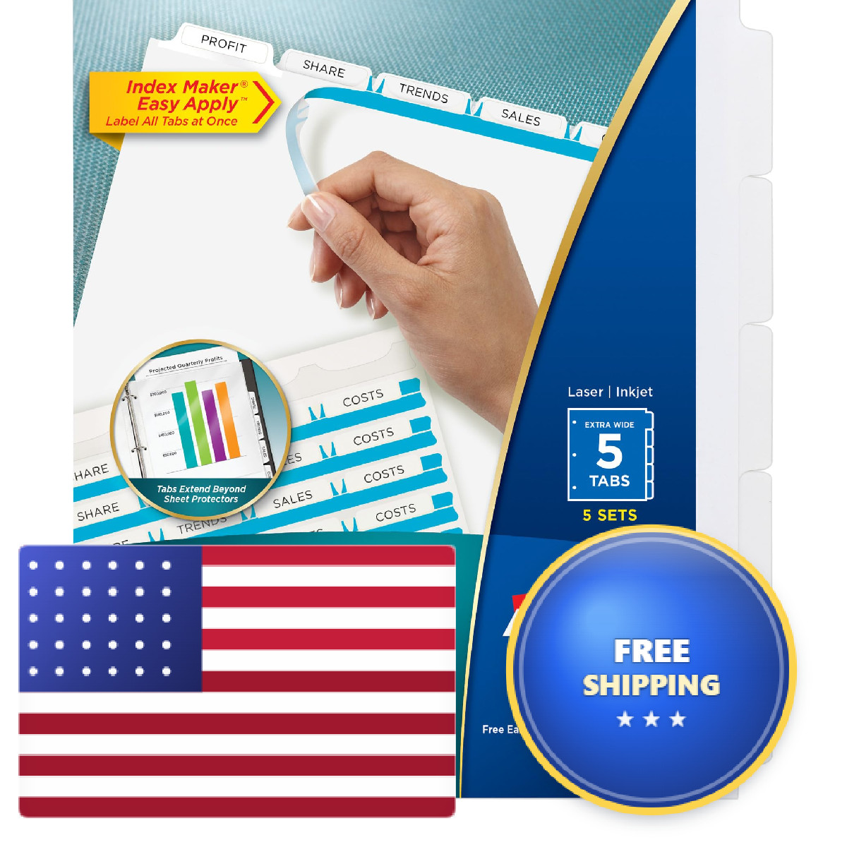 Avery 5-Tab Extra Wide Binder Dividers Easy Clear Label Strip Index Makerwhite Avery 5-Tab Extra Wide Binder Dividers Easy Clear Label Strip Index Makerwhite