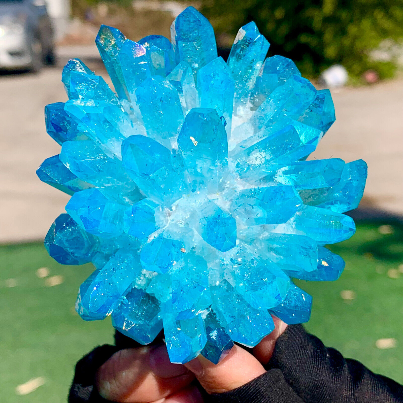 359G Newly Discovered blue Phantom Quartz Crystal Cluster Minerals