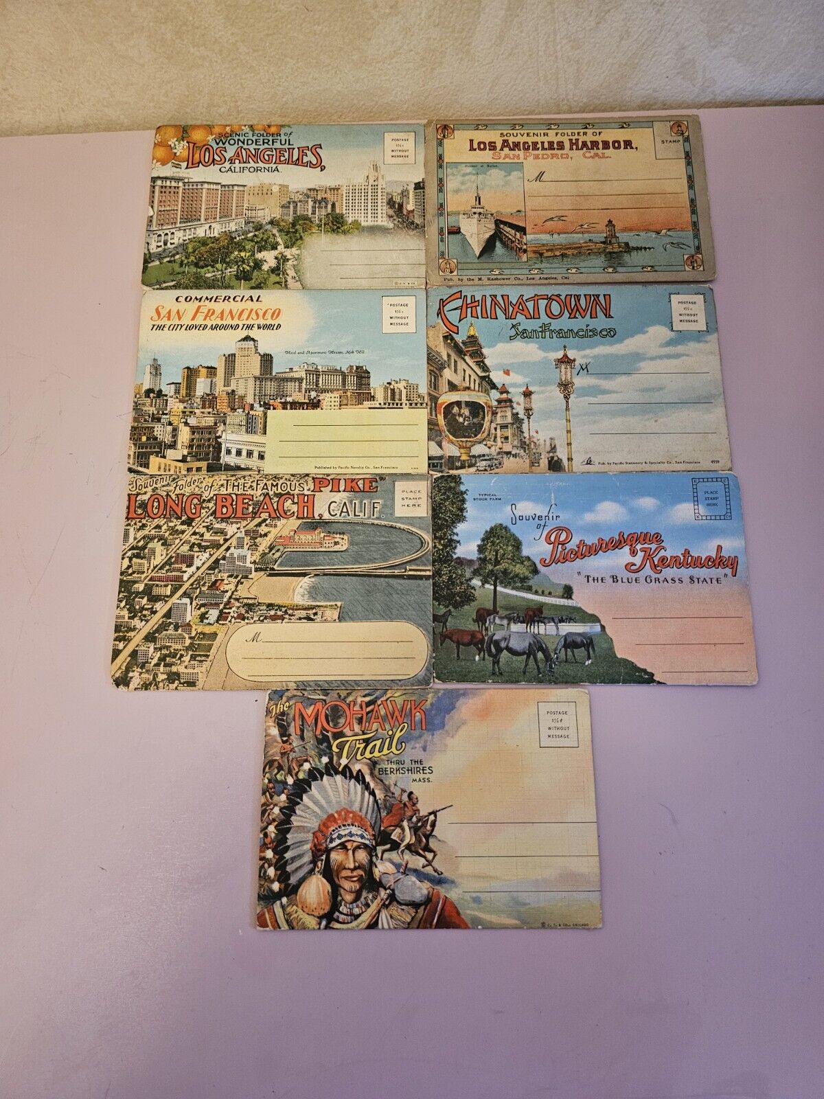 Vintage Fold-Out Postcard Souvenir of Picturesque Lot Of 7 
