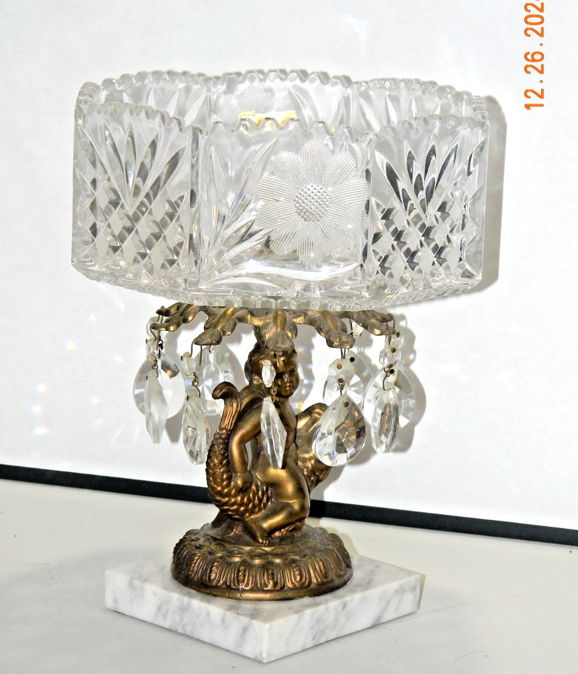 Vintage Cut Crystal bowl with Marble base West Germany