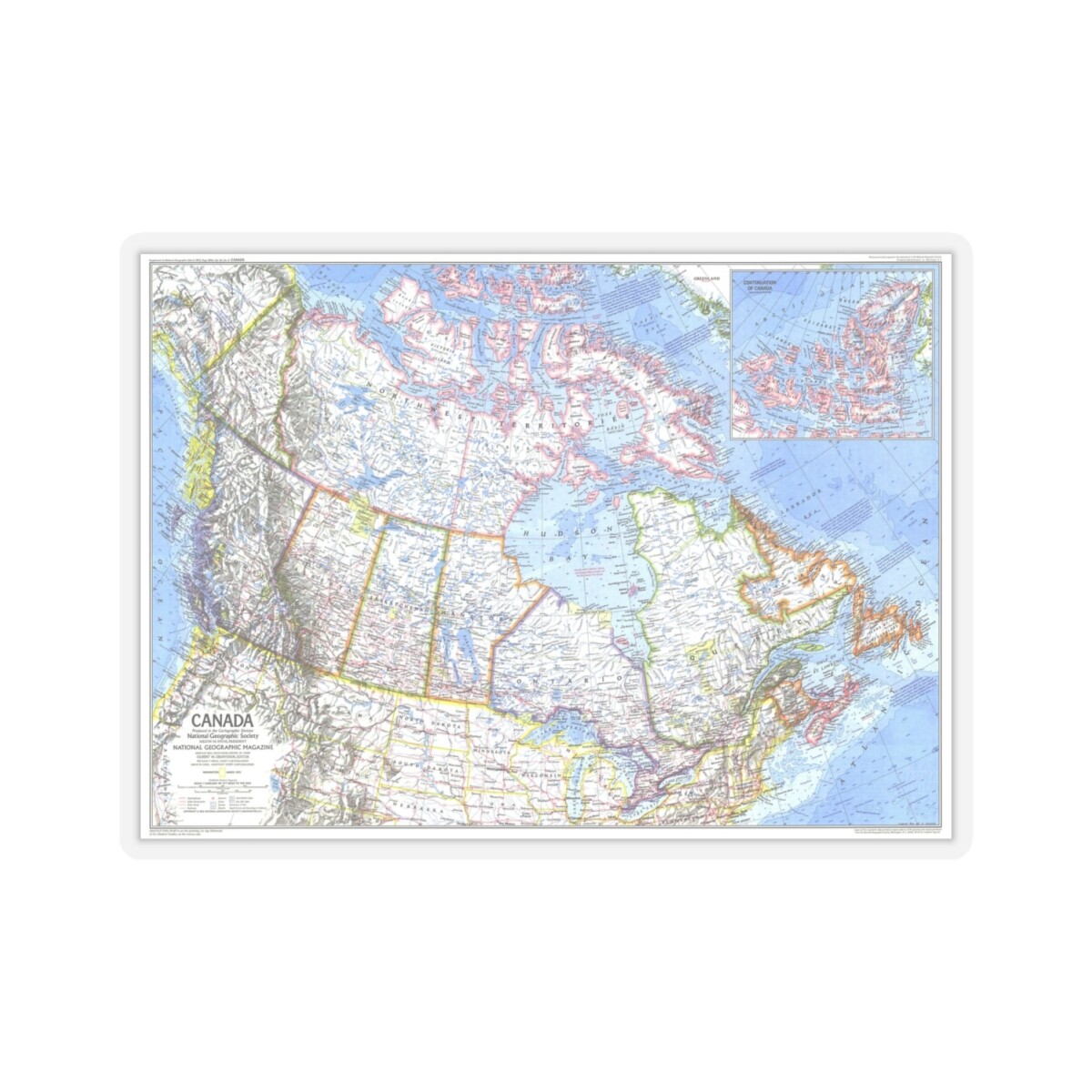 Canada (1972) (Map) STICKER Vinyl Kiss-Cut Decal
