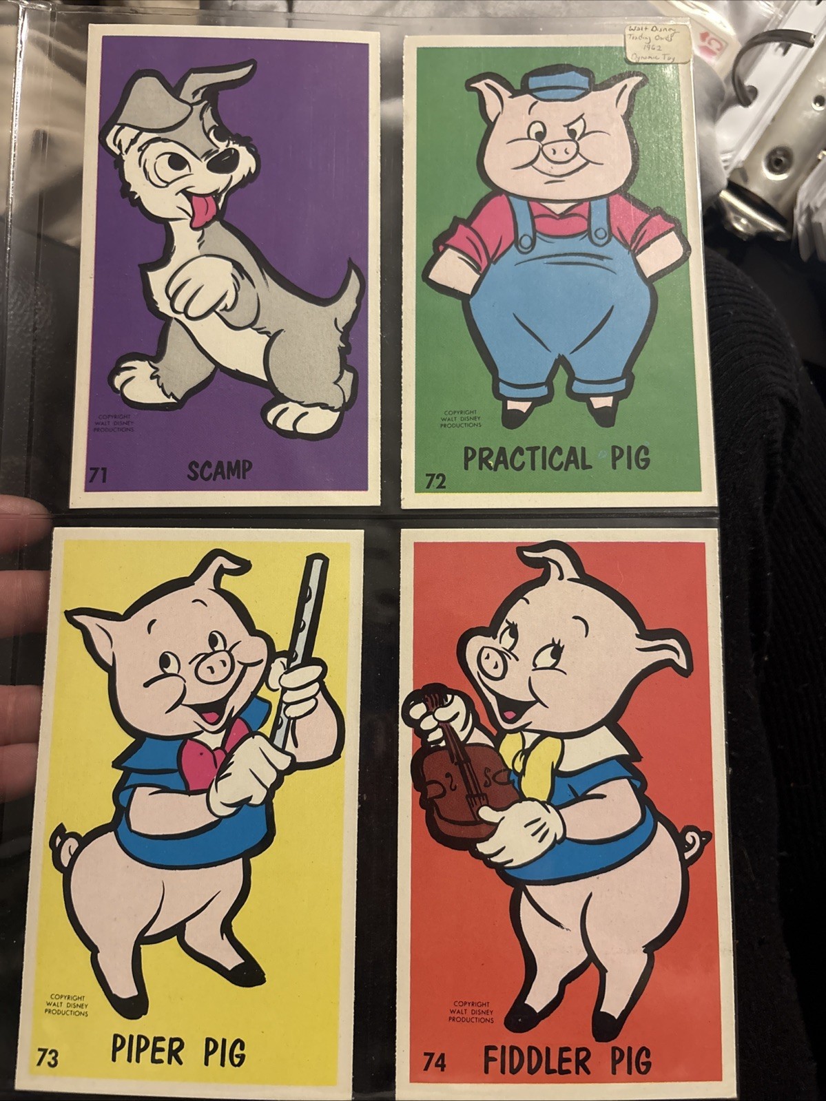 1962 Dynamic Toy Walt Disney Jumbo Cards COMPLETE SET 71-105 Mickey Rare 35