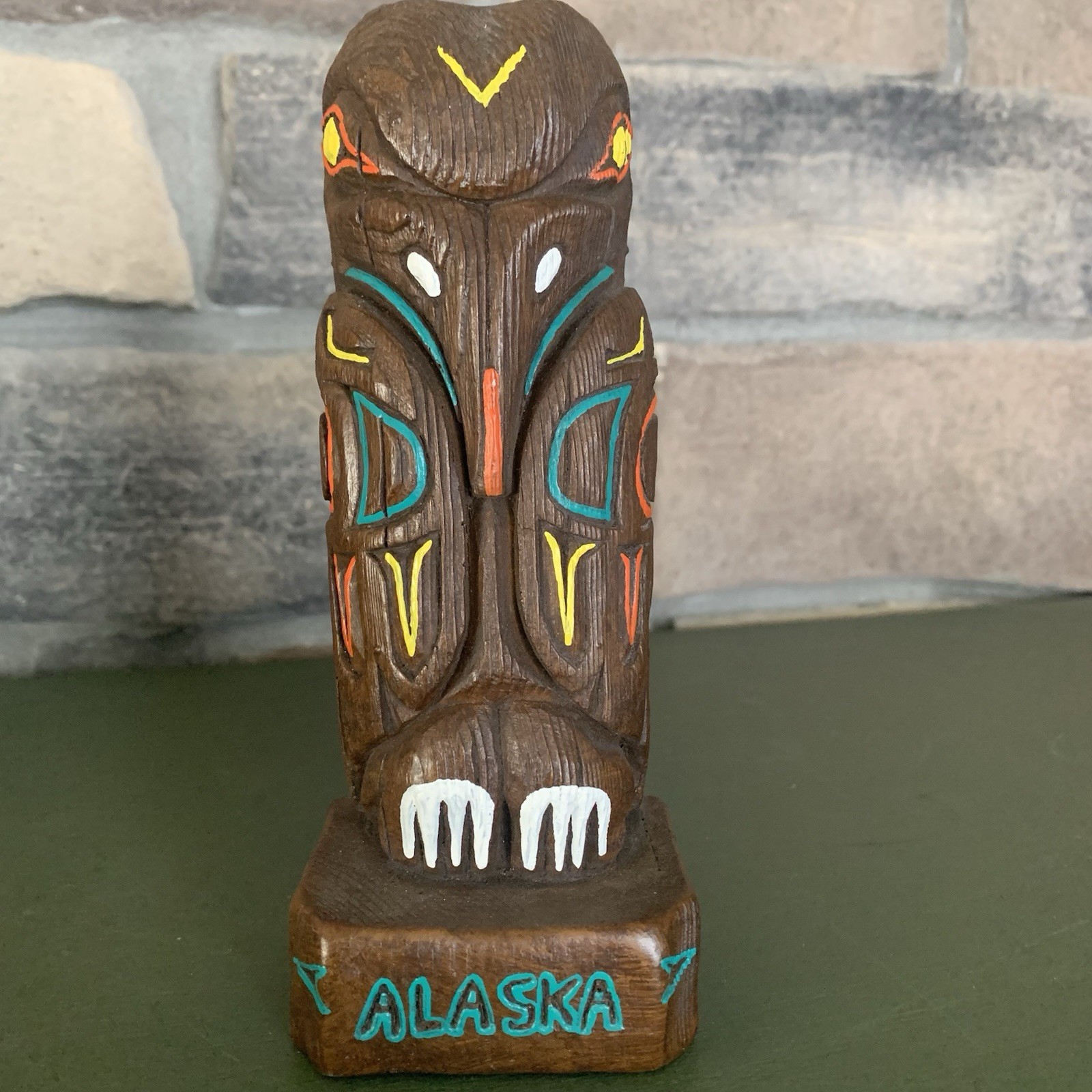 Vintage Handcrafted Signed Alaska Bird Wooden Totem Anchorage 7