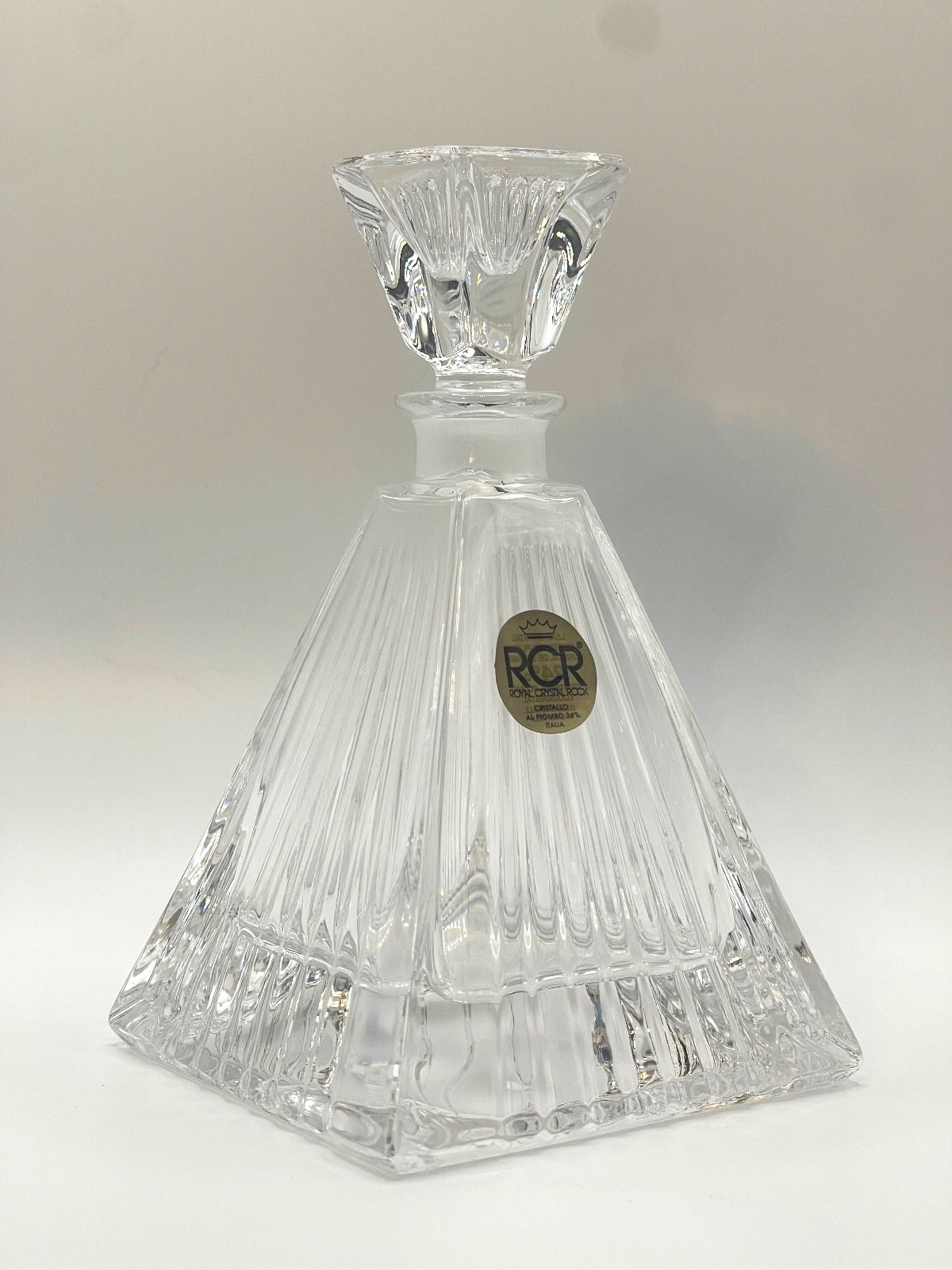 Vintage RCR Royal Crystal Rock 24% Lead Crystal Decanter w/ Stopper Italy