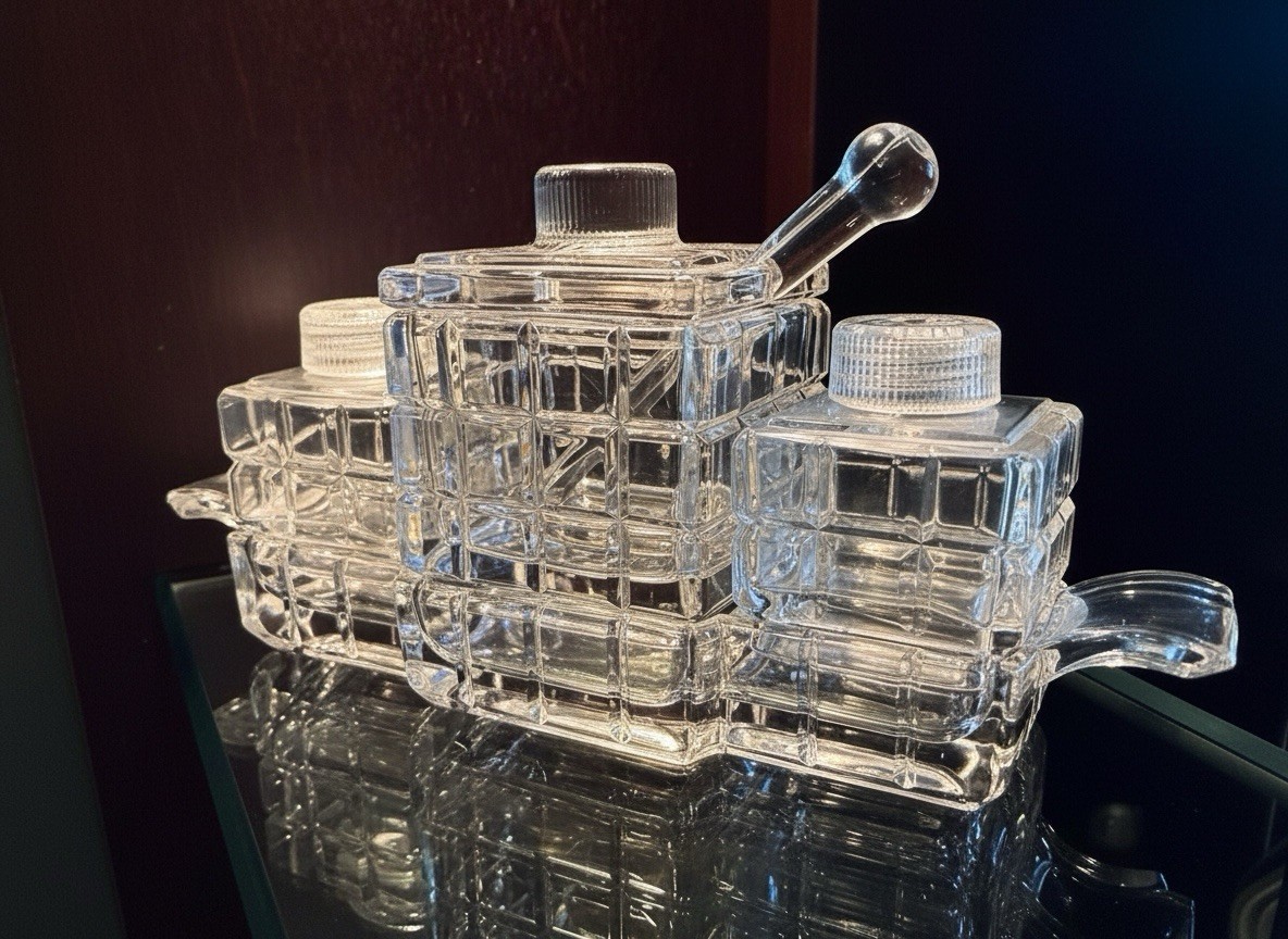 Vintage Heisey Condiment Set / Victorian 1425 / COMPLETE / RARE