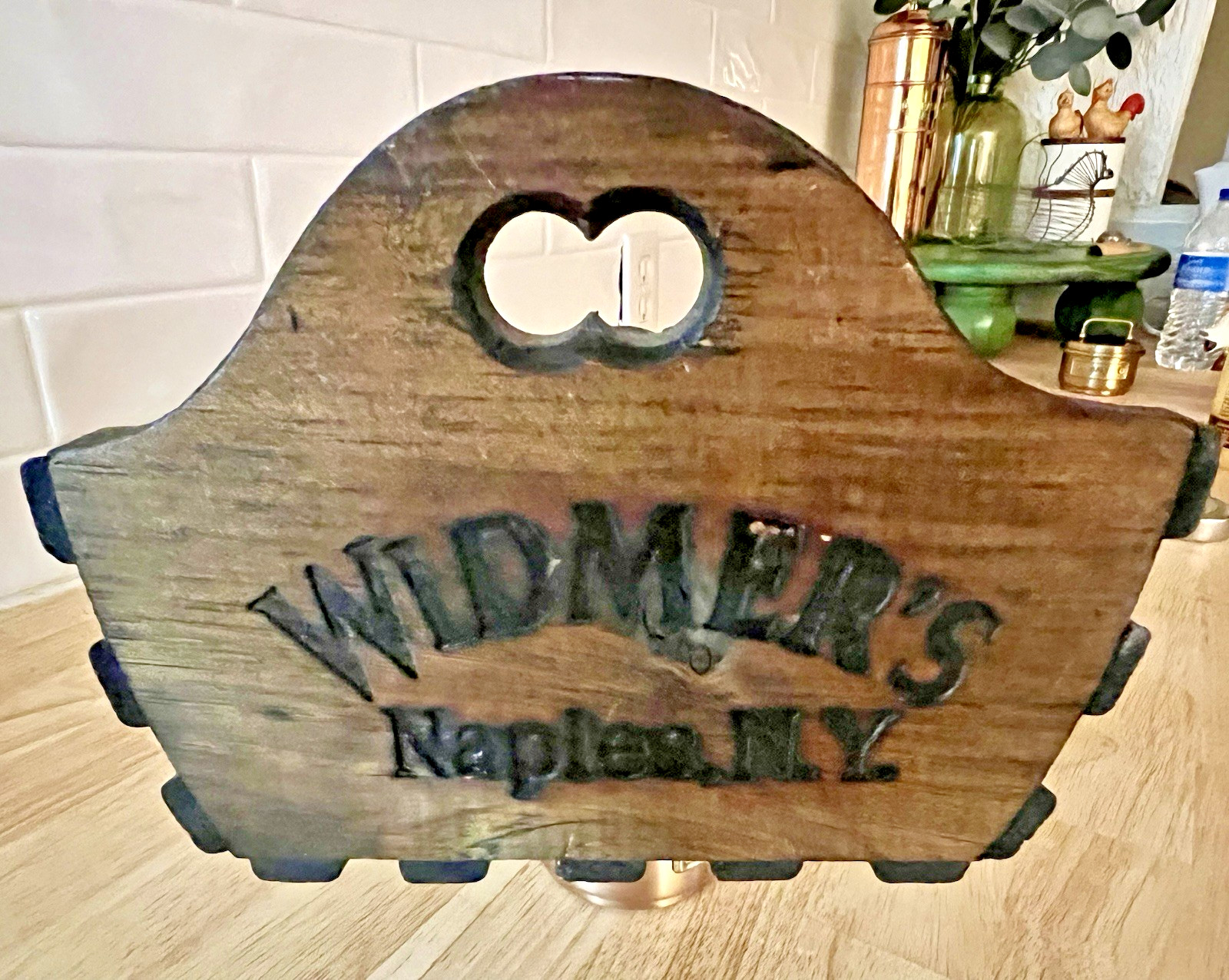 Vintage Widmer\'s Wine Cellars Wood Slat Basket Naples NY Rustic Home Decor 7x18\