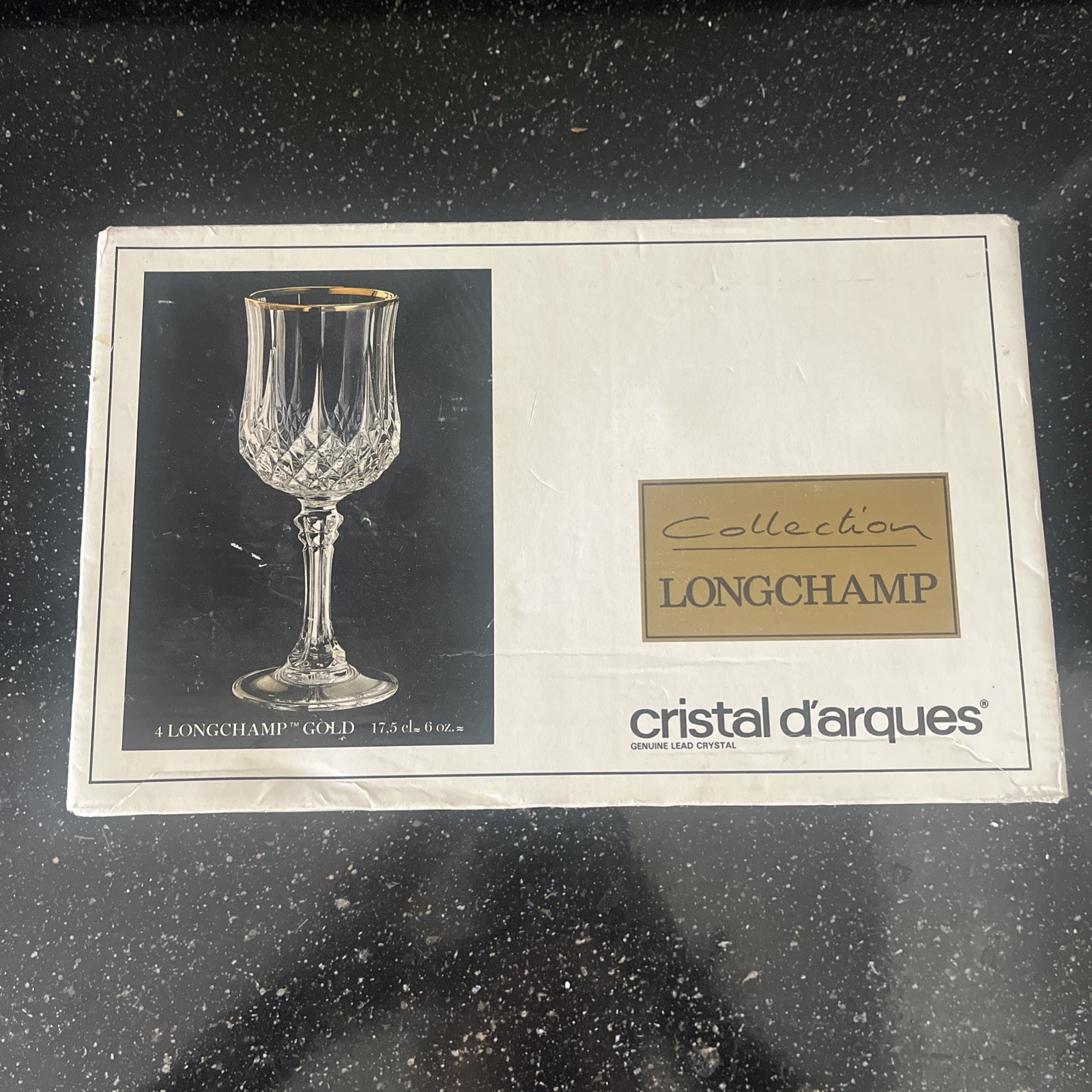 Cristal d'Arques Longchamp Crystal Gold Rim Wine Glasses 17.5cl Set of 4