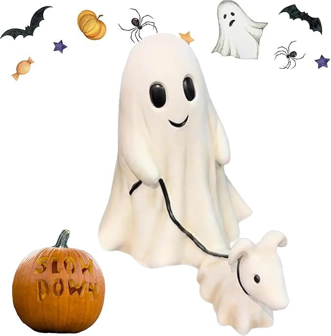 Goblin And Ghoul Ghost Walking Dog Christmas Figurine Spooky Ghost Dog replica