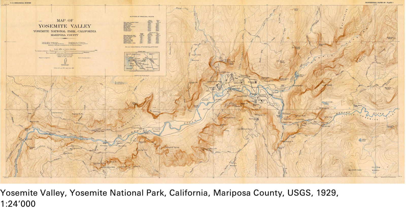 Geologic History of Yosemite Valley, USGS PP 160 excel with bonus Yosemite topo