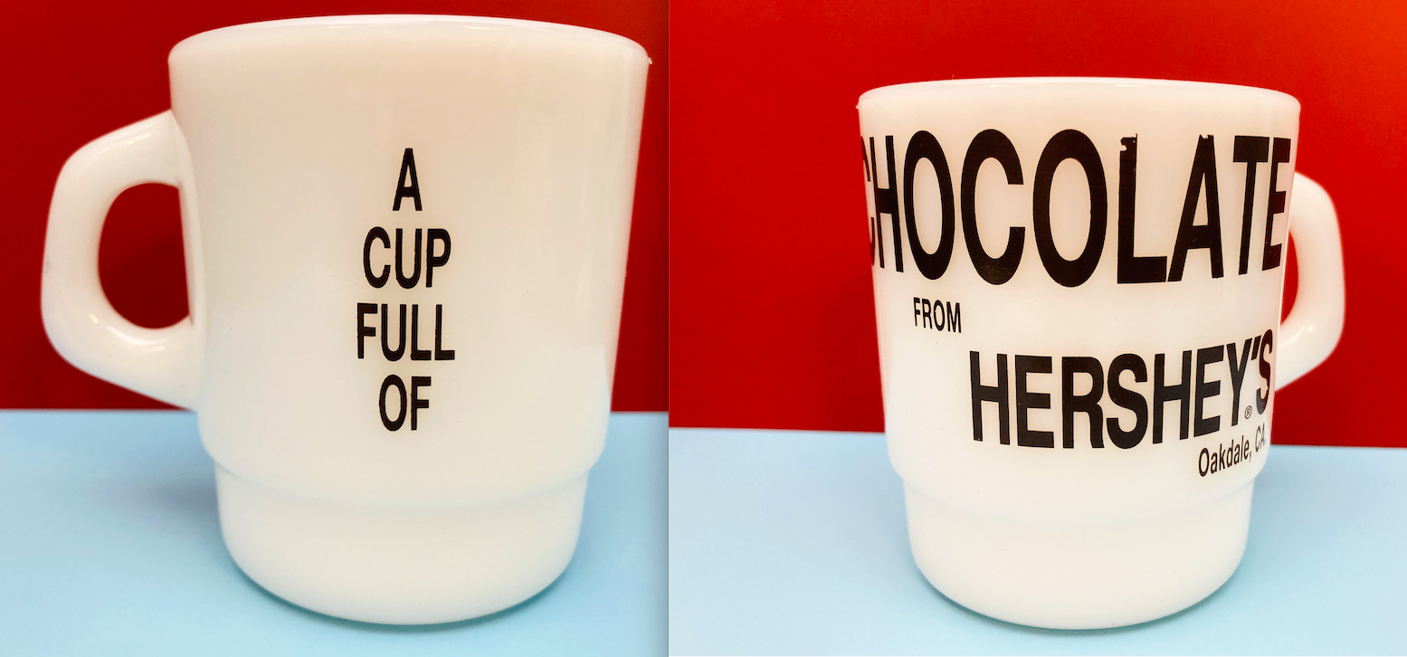 Termocrisa Mexico Milk Glass Mug A Cup Full Of Chocolate Hersheys Oakdale Ca RAR